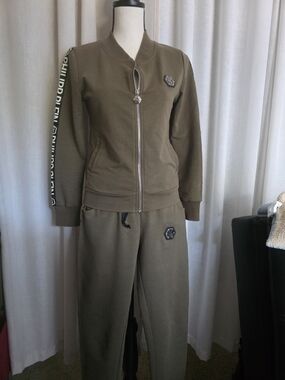 Olive Green Zip-Up Track Jacket & Joggers Set